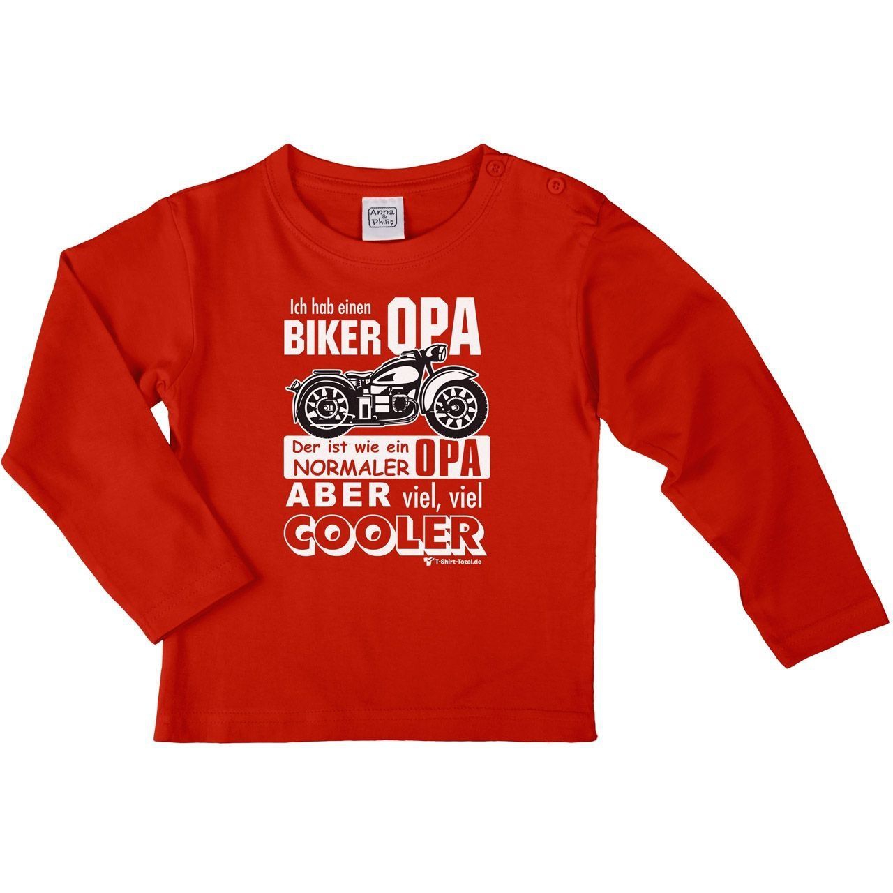 Biker Opa Kinder Langarm Shirt rot 98