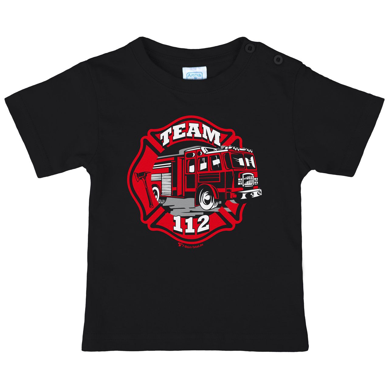 Feuerwehr Team 112 Kinder T-Shirt schwarz 110 / 116