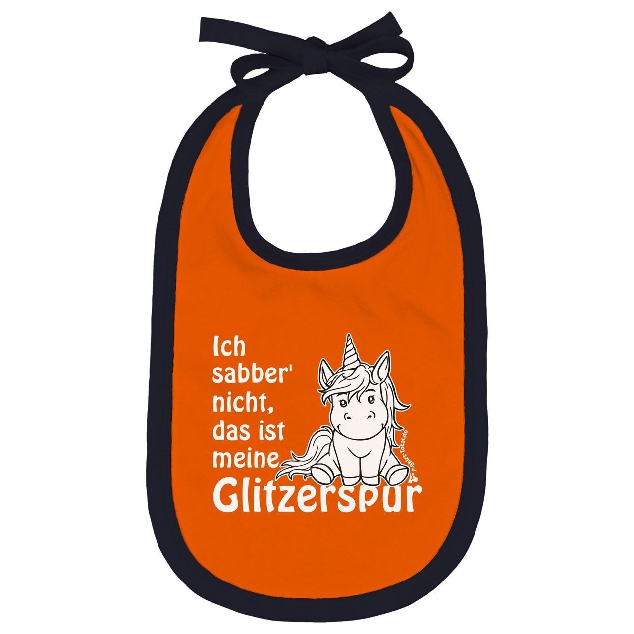 Einhorn Glitzerspur Lätzchen orange / navy