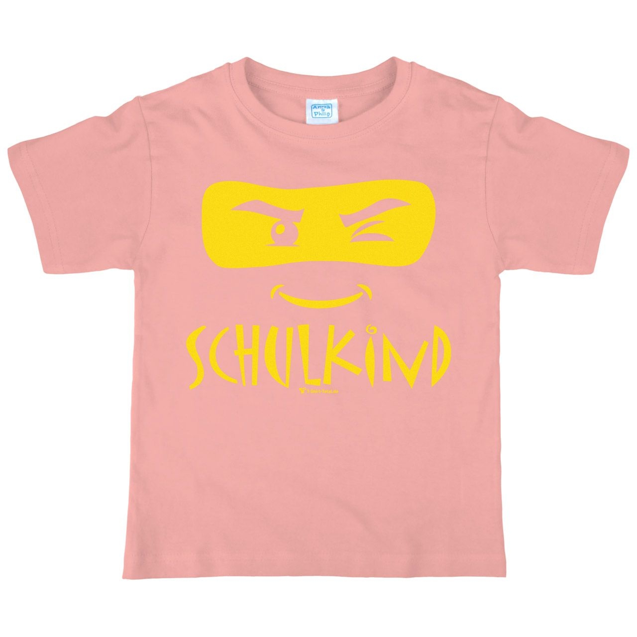 Schulkind Maske Kinder T-Shirt mit Name rosa 122 / 128