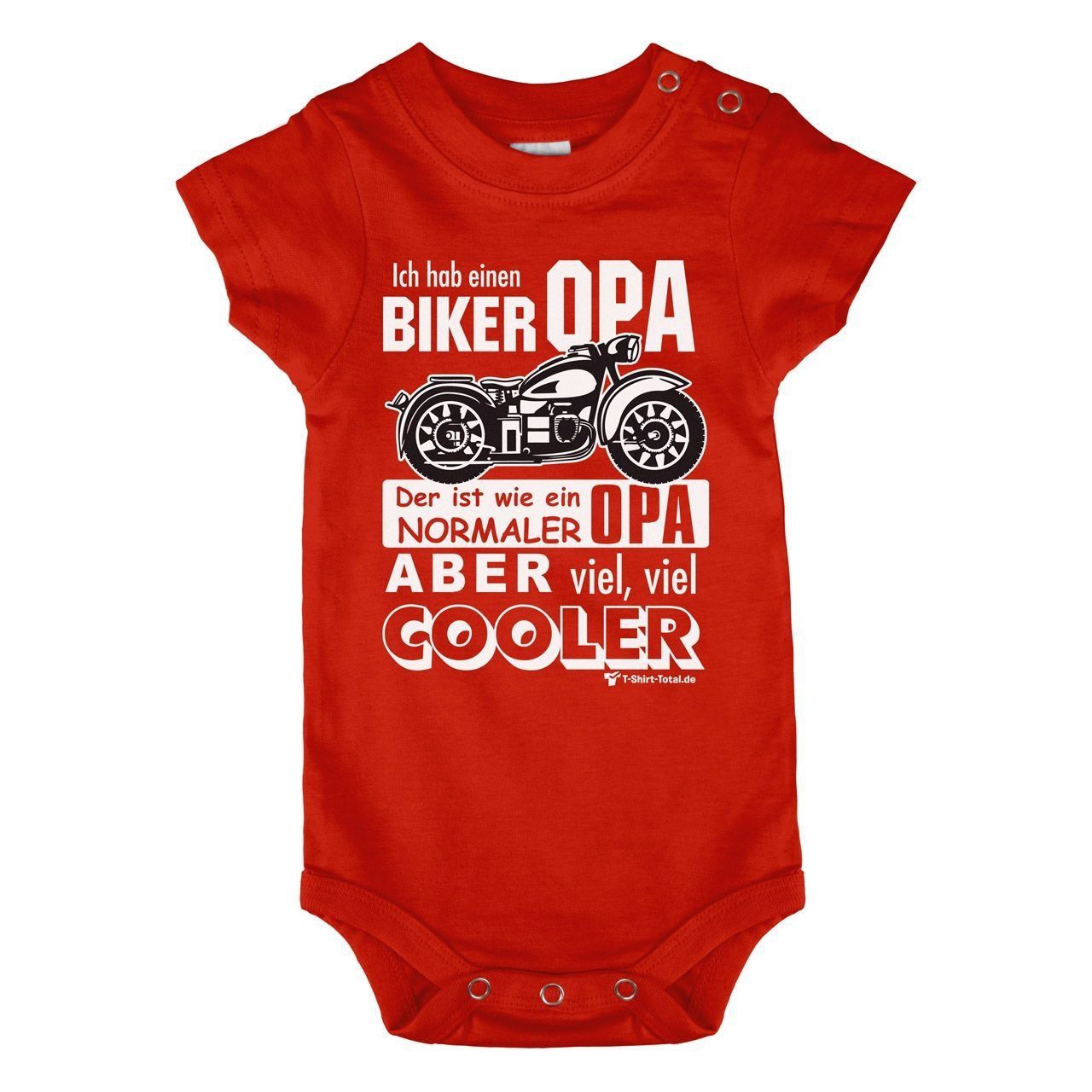 Biker Opa Baby Body Kurzarm rot 68 / 74