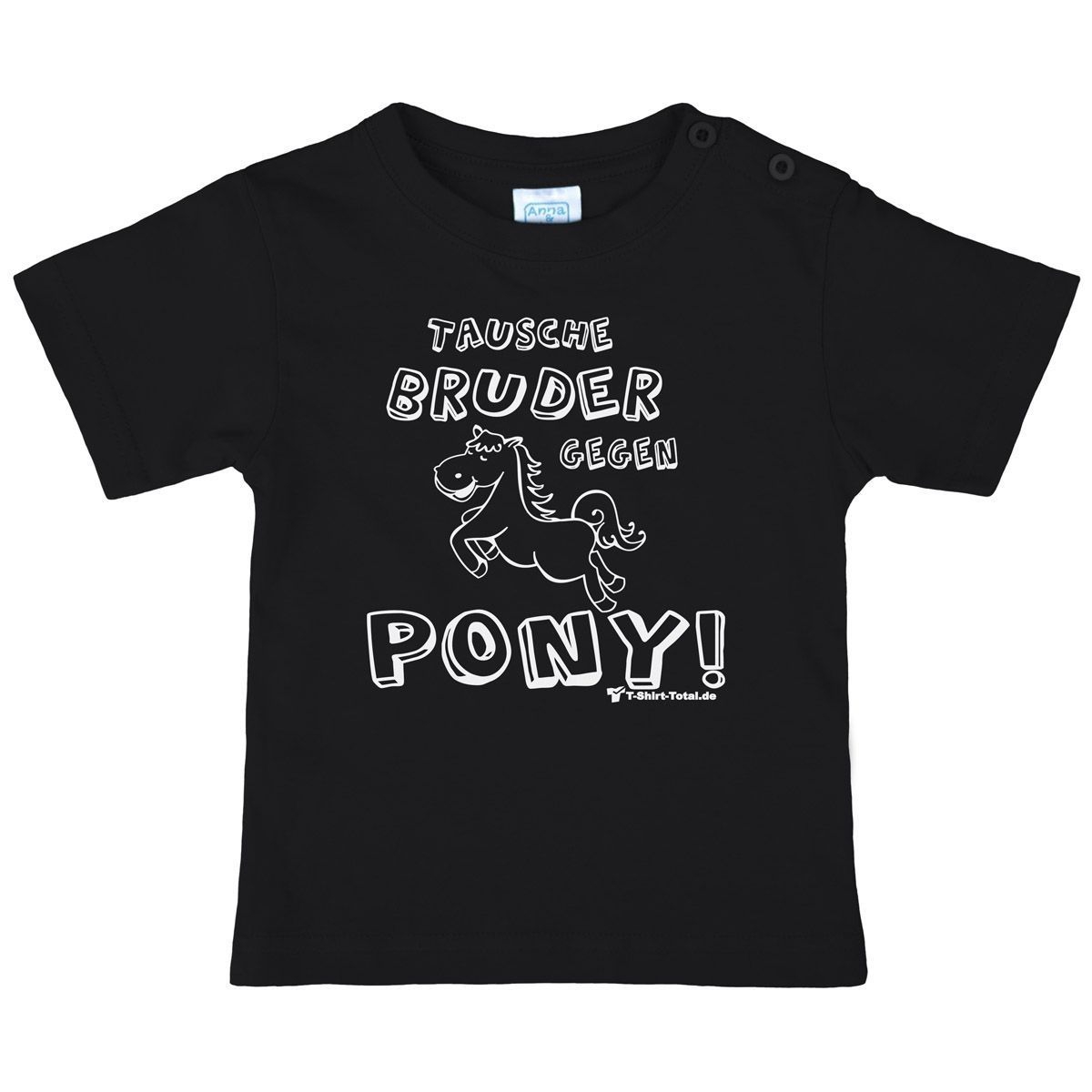 Tausche Bruder gegen Pony Kinder T-Shirt schwarz 80 / 86