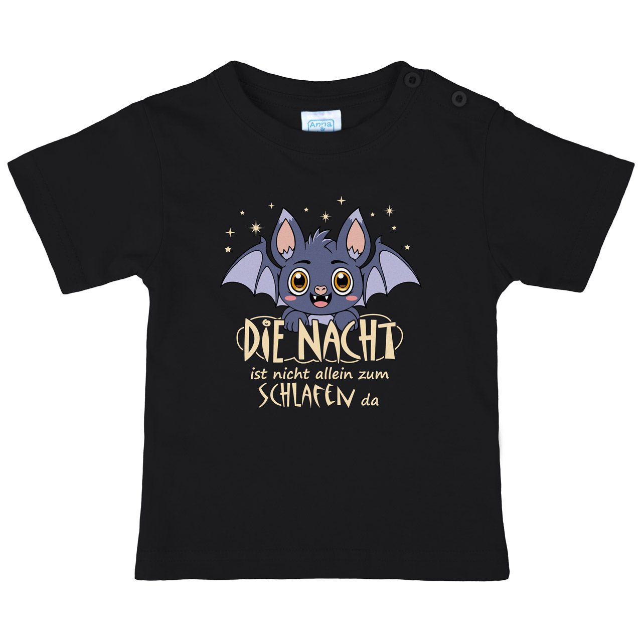 Nacht nicht zum schlafen Fledermaus Kinder T-Shirt schwarz 68 / 74