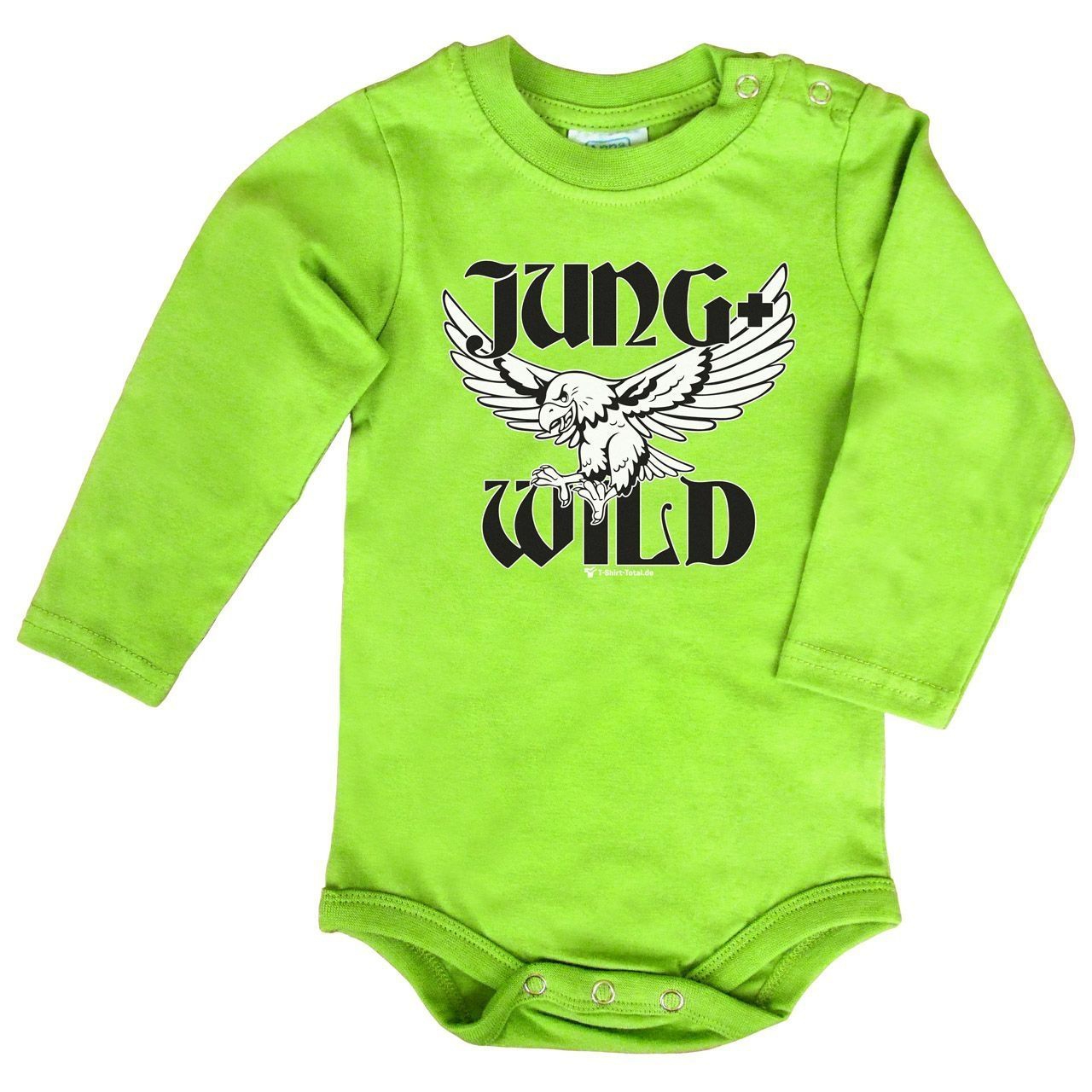 Jung und Wild Baby Body Langarm hellgrün 56 / 62