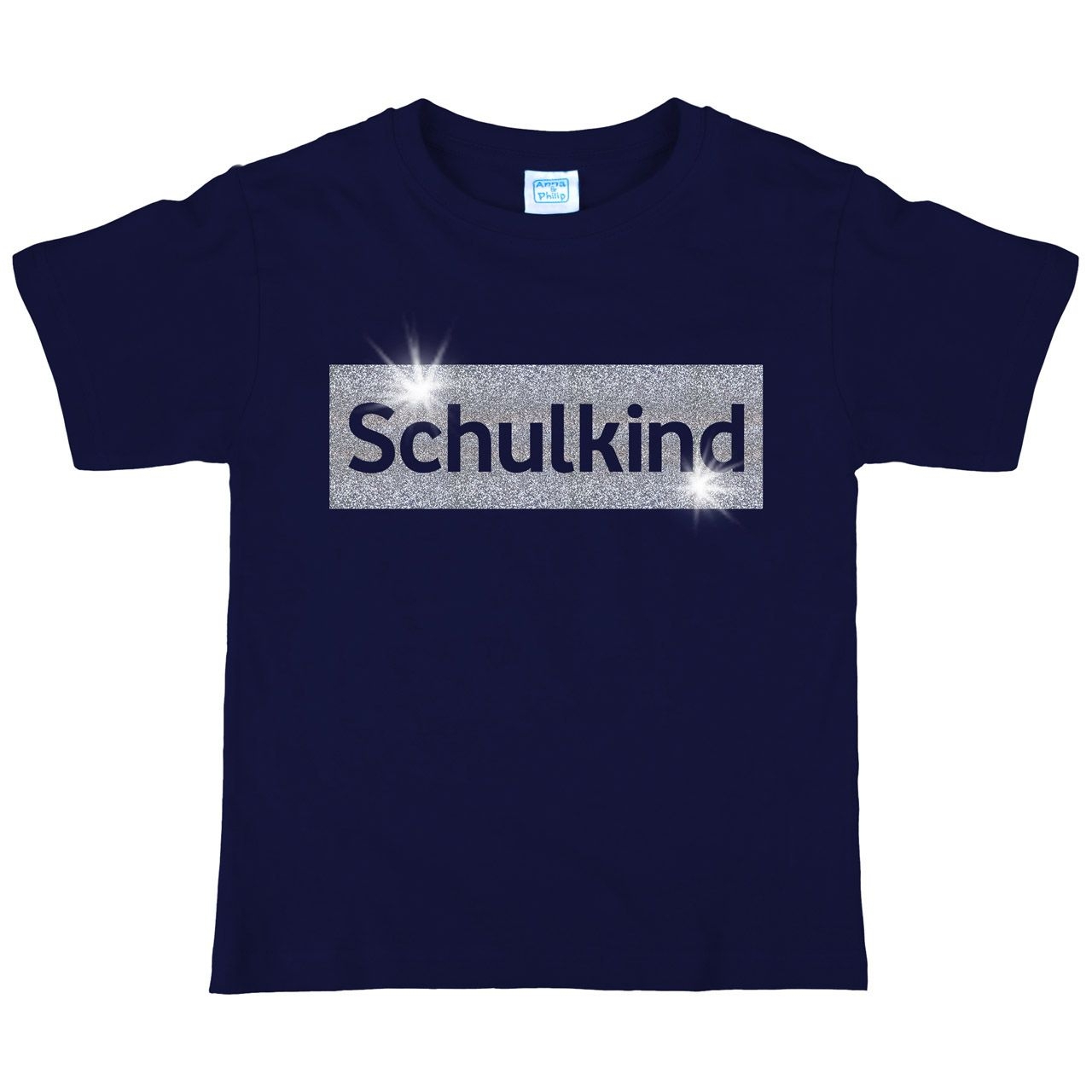 Schulkind Glitzer Kinder T-Shirt navy 122 / 128