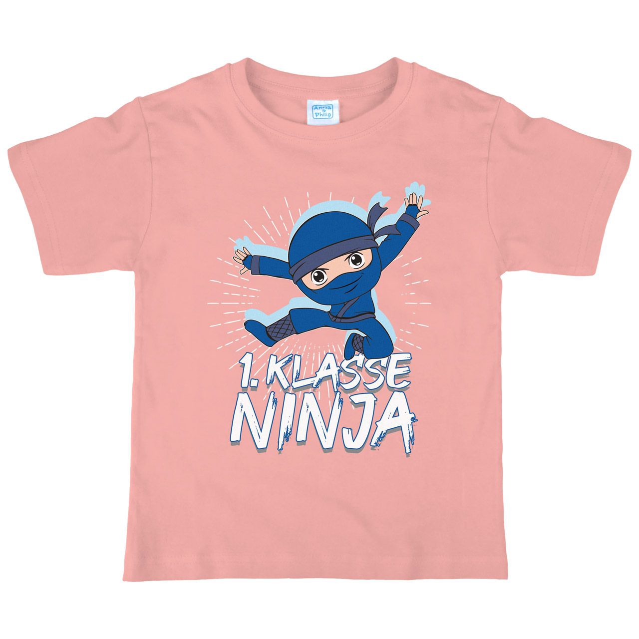 1. Klasse Ninja blau Kinder T-Shirt rosa 122 / 128