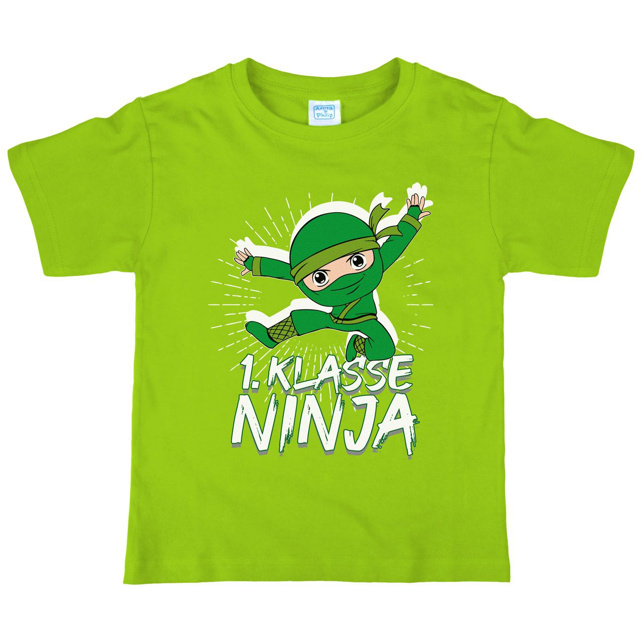 1. Klasse Ninja grün Kinder T-Shirt hellgrün 122 / 128