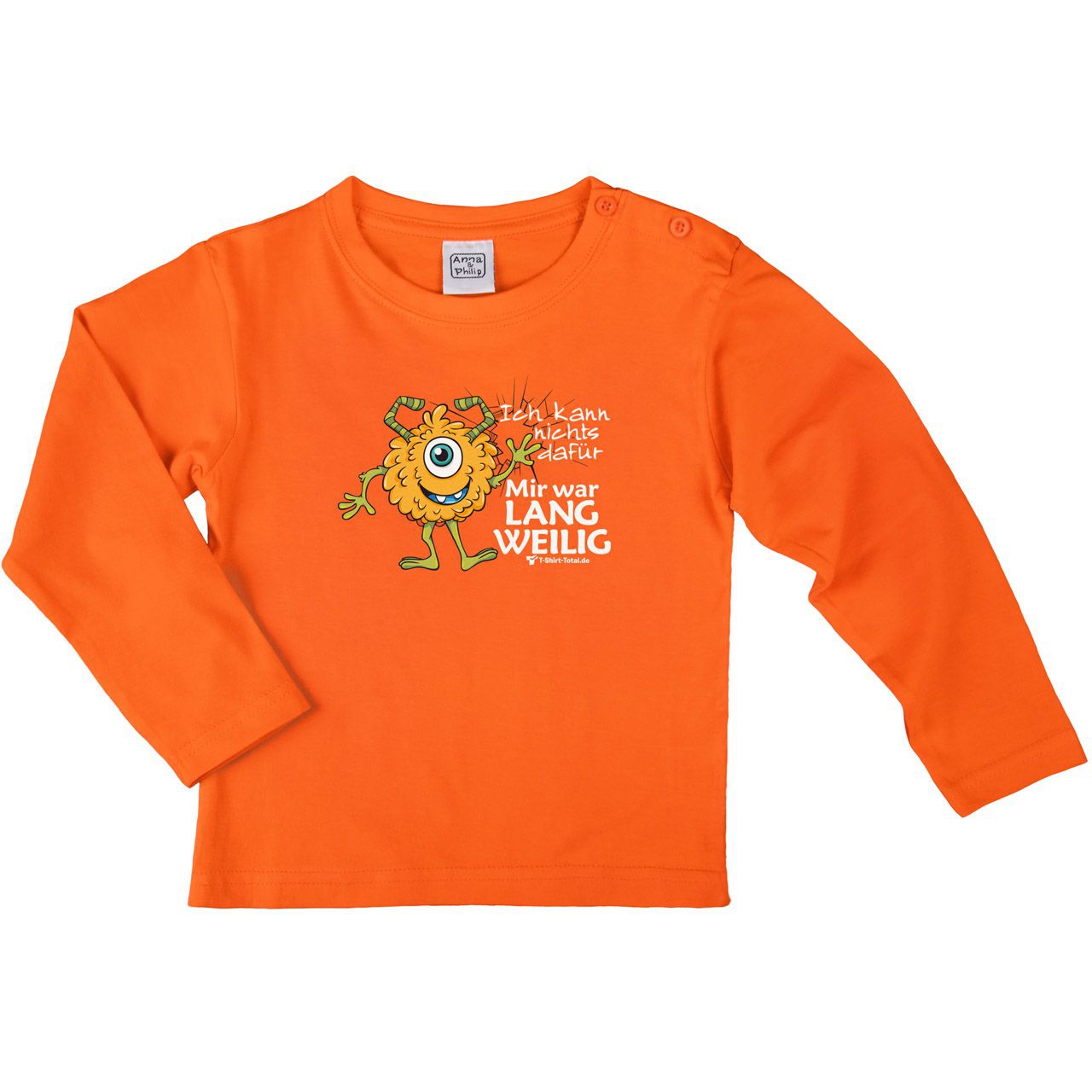 Mir war langweilig Kinder Langarm Shirt orange 122 / 128