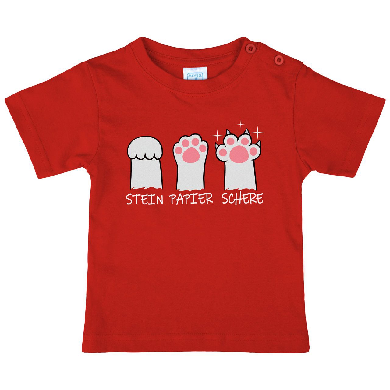 Stein Papier Schere Katzenpfote Kinder T-Shirt rot 122 / 128