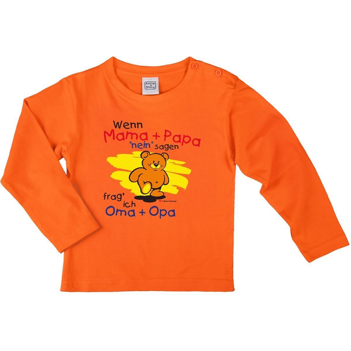 Wenn Mama und Papa nein sagen Kinder Langarm Shirt orange 92