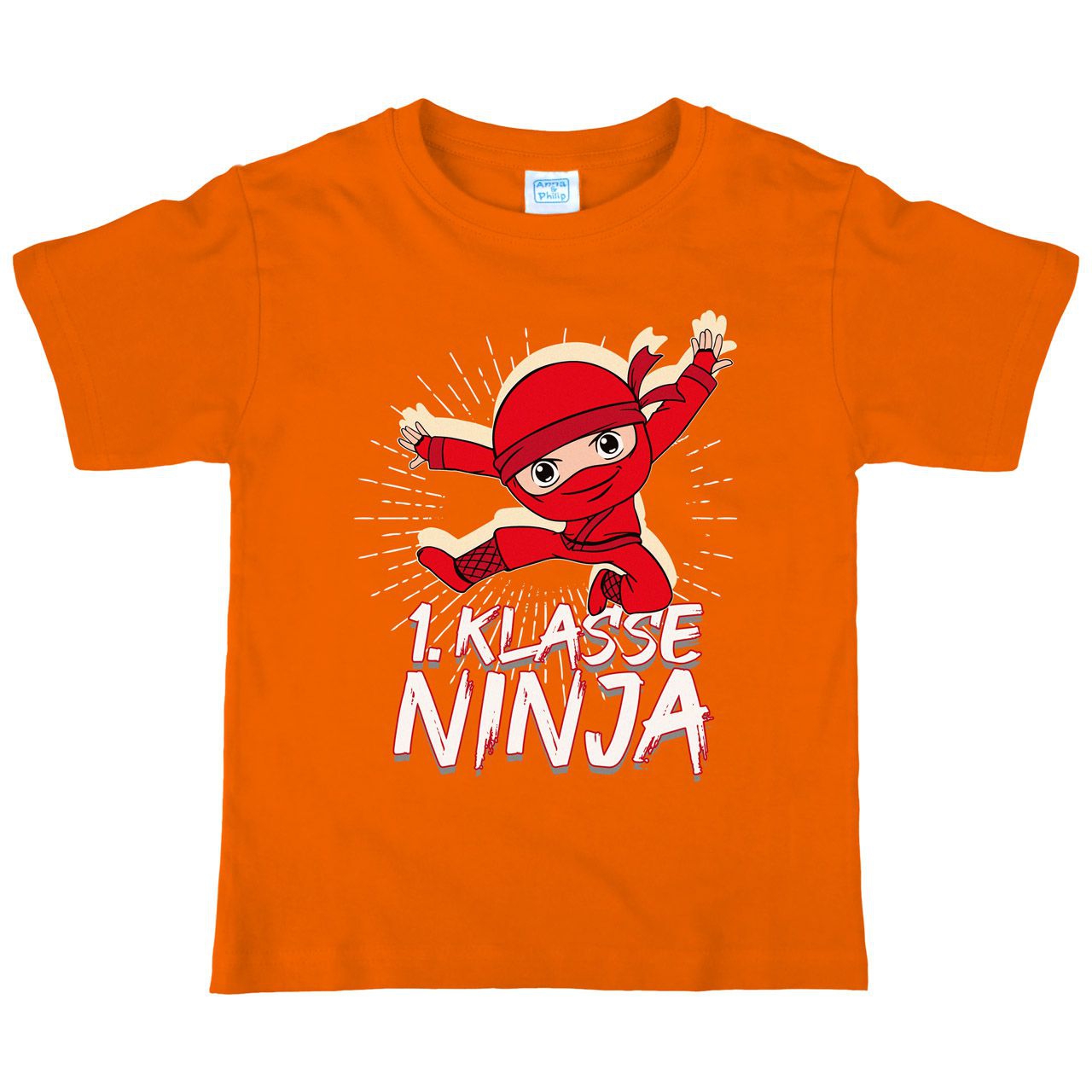 1. Klasse Ninja rot Kinder T-Shirt orange 122 / 128