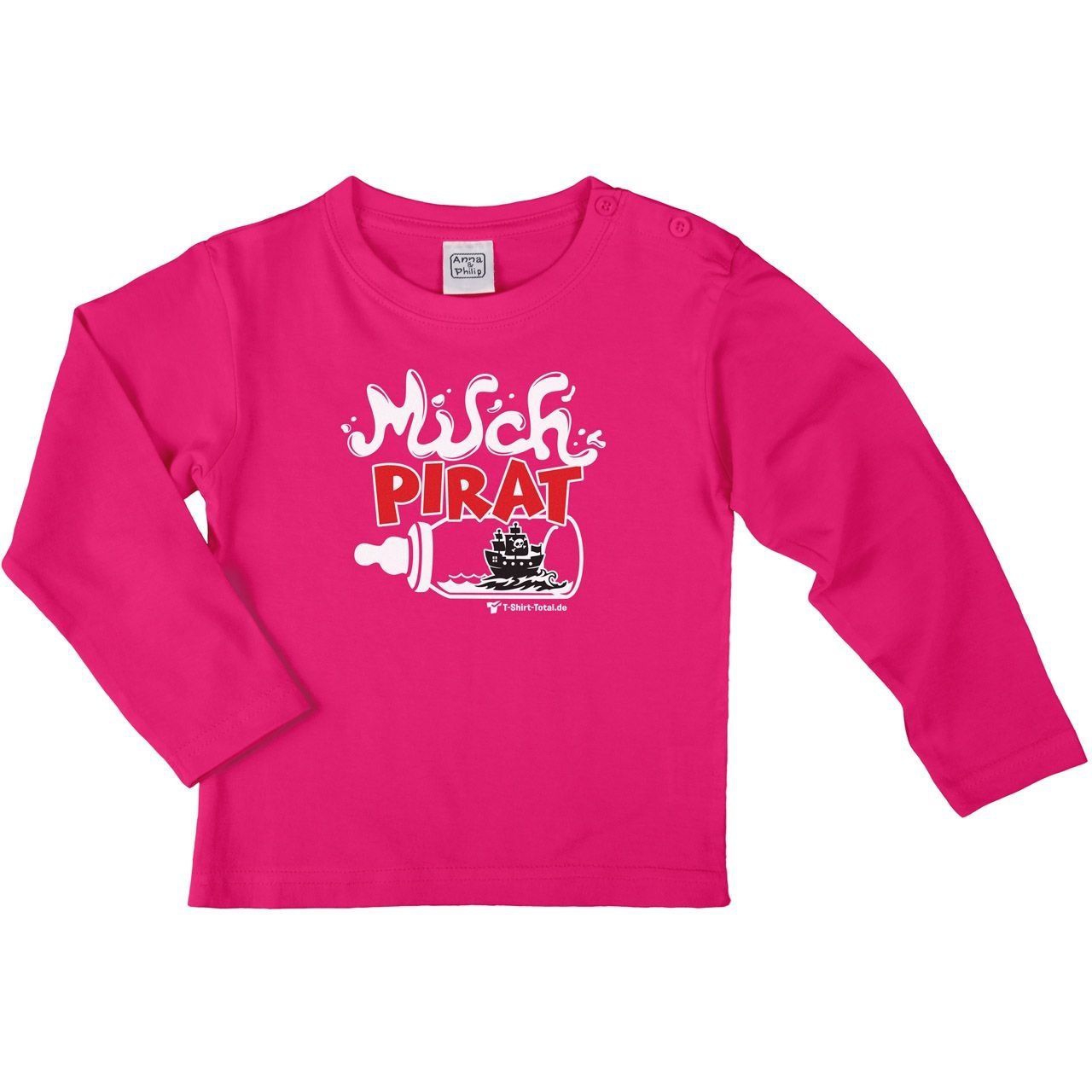 Milch Pirat Kinder Langarm Shirt pink 68 / 74