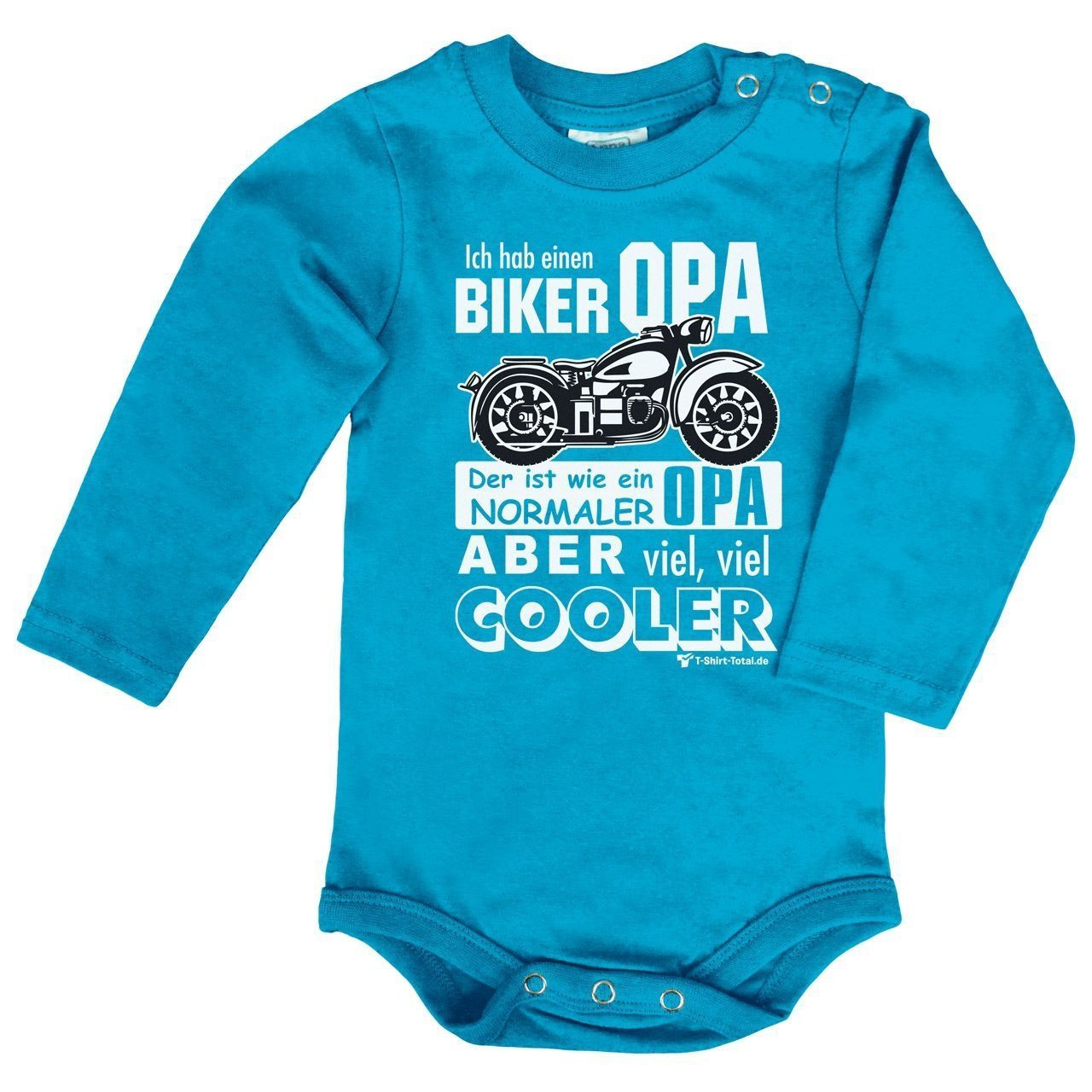 Biker Opa Baby Body Langarm türkis 80 / 86