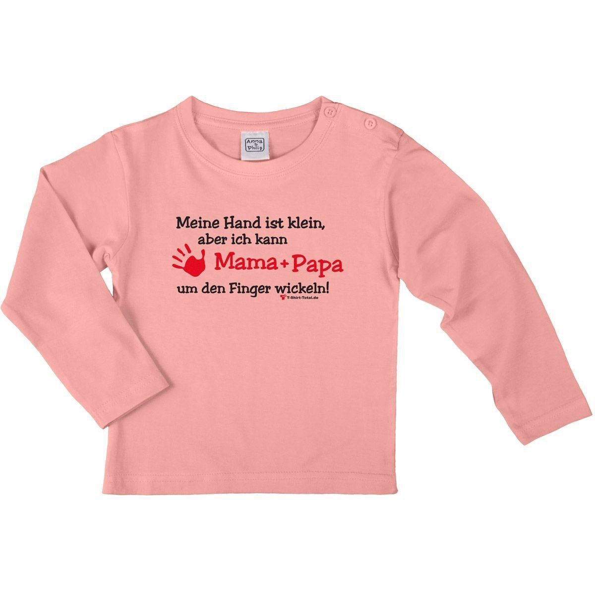 Kleine Hand Mama + Papa Kinder Langarm Shirt rosa 110 / 116