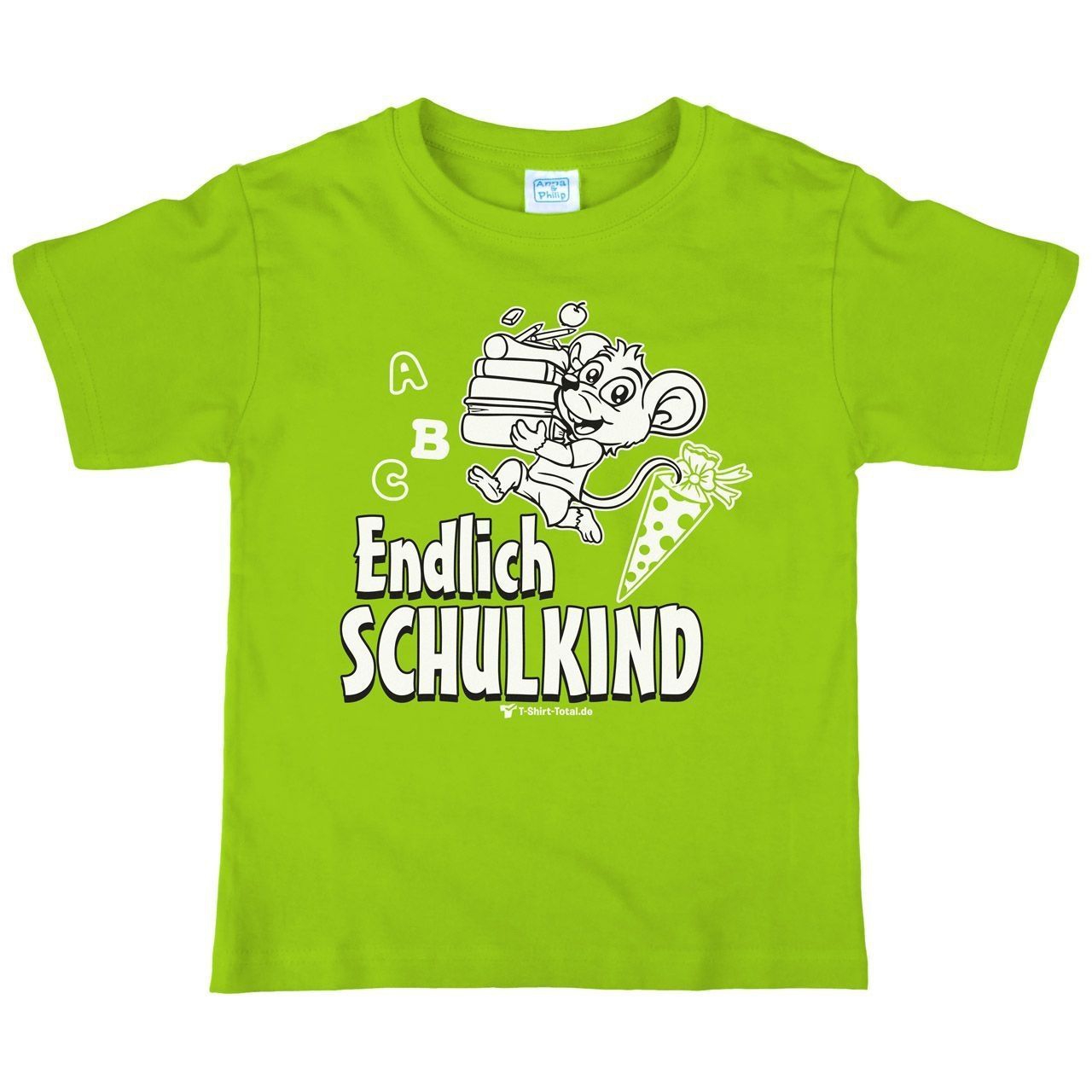 Endlich Schulkind Kinder T-Shirt hellgrün 122 / 128