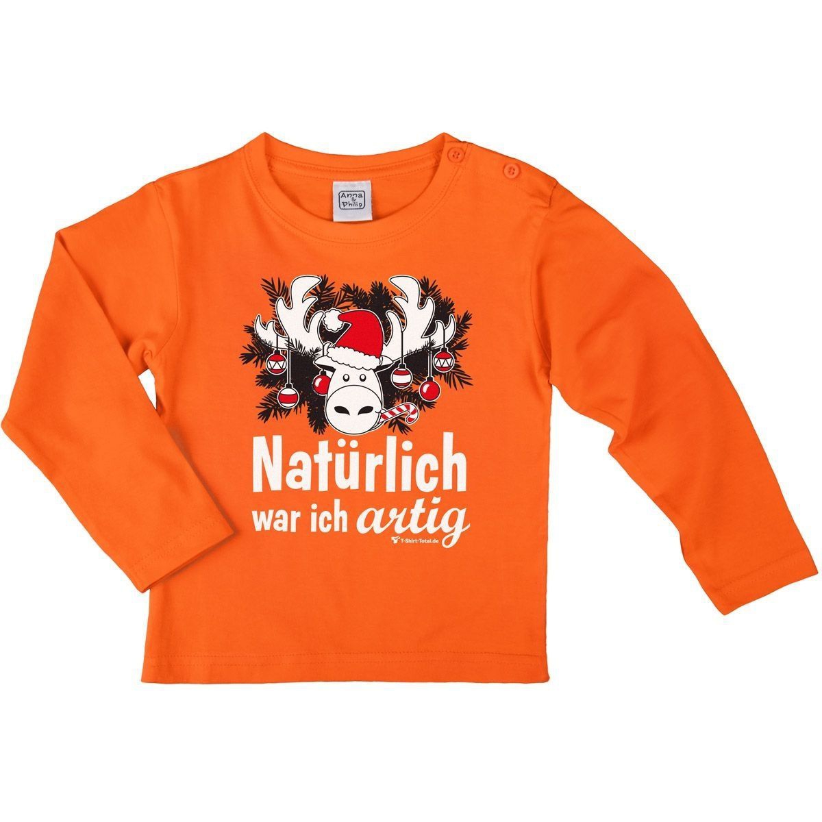 Natürlich artig Kinder Langarm Shirt orange 110 / 116
