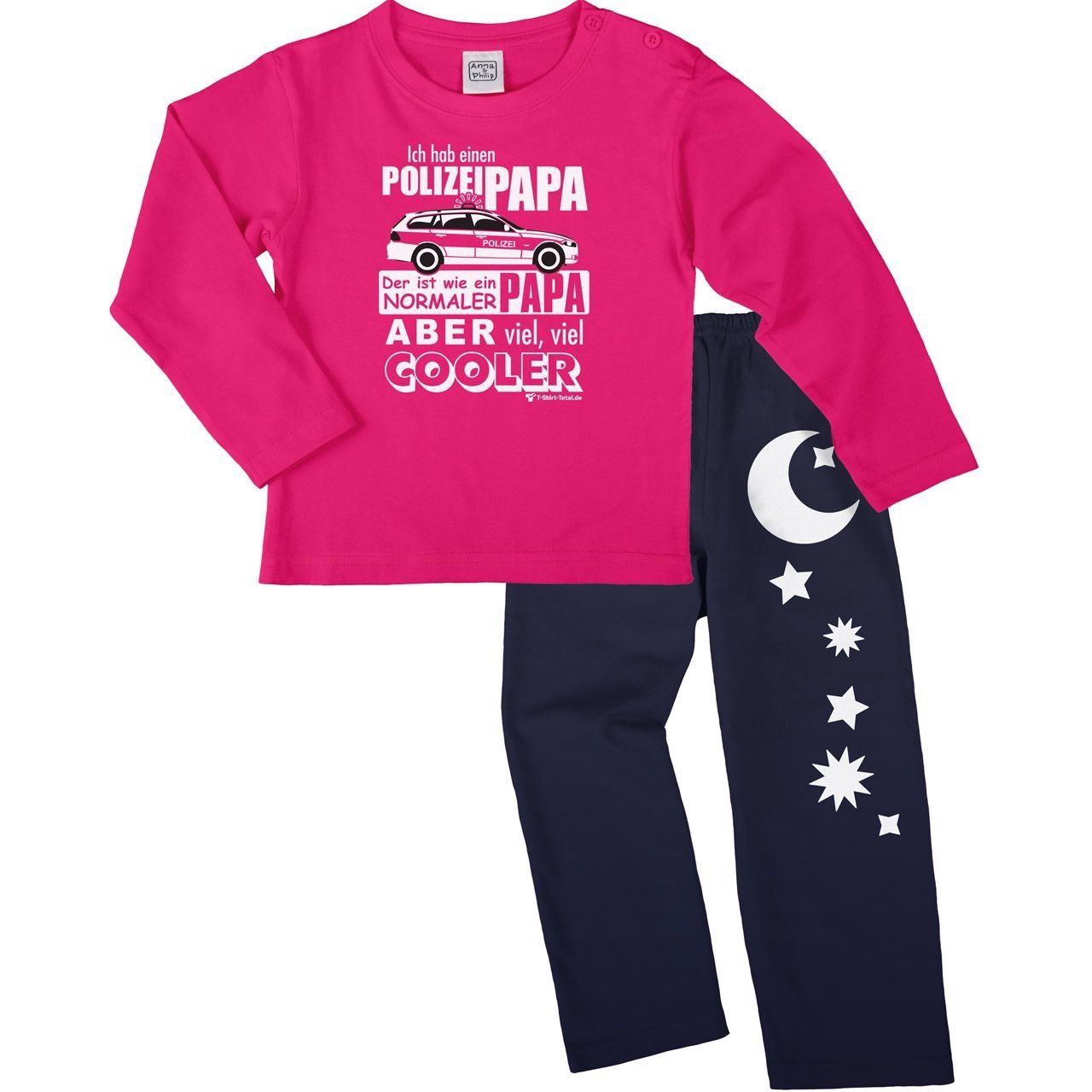 Polizei Papa Pyjama Set pink / navy 110 / 116