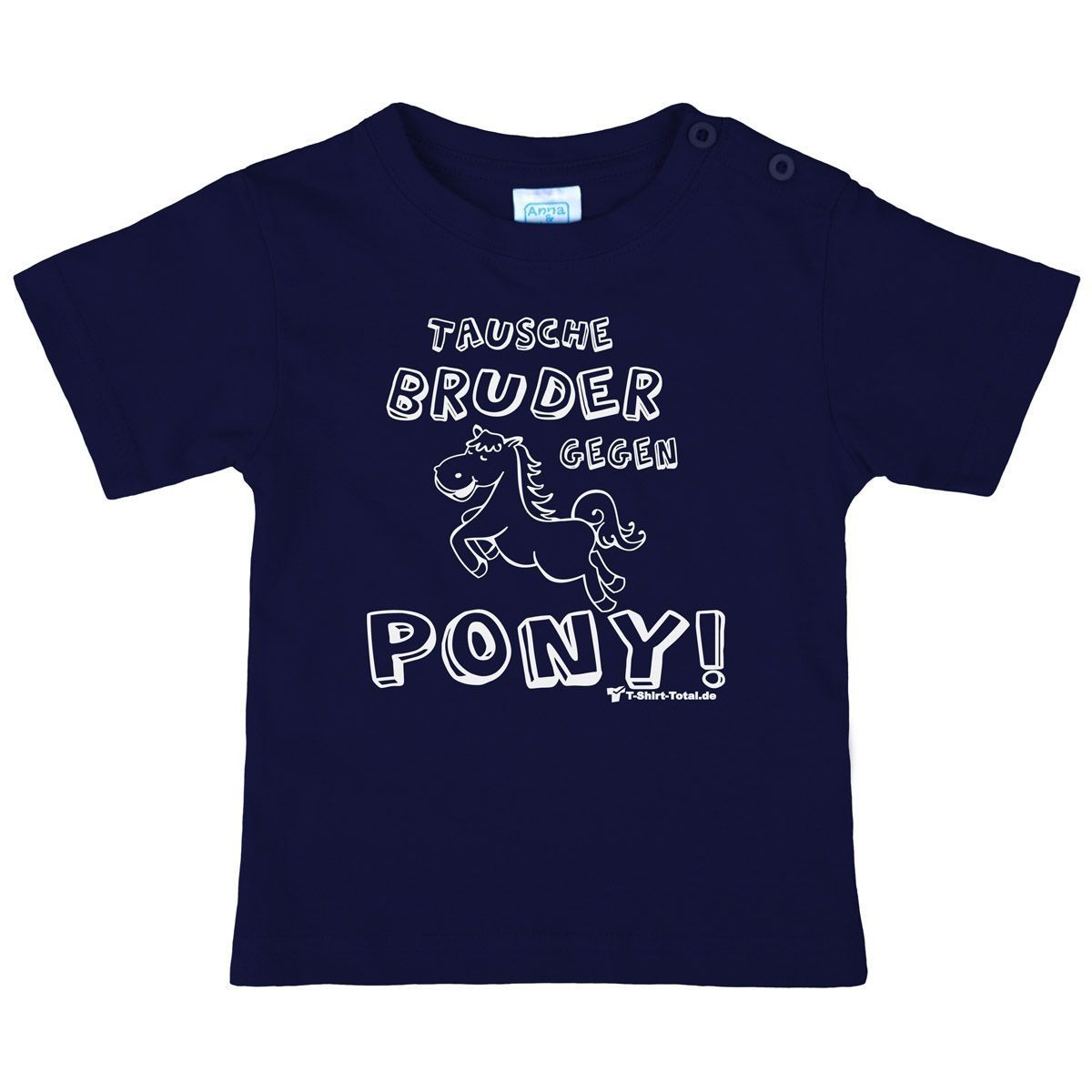 Tausche Bruder gegen Pony Kinder T-Shirt navy 80 / 86