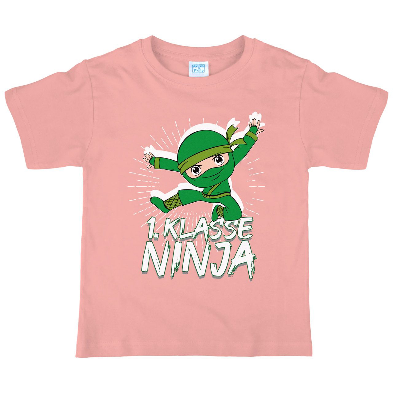 1. Klasse Ninja grün Kinder T-Shirt rosa 122 / 128
