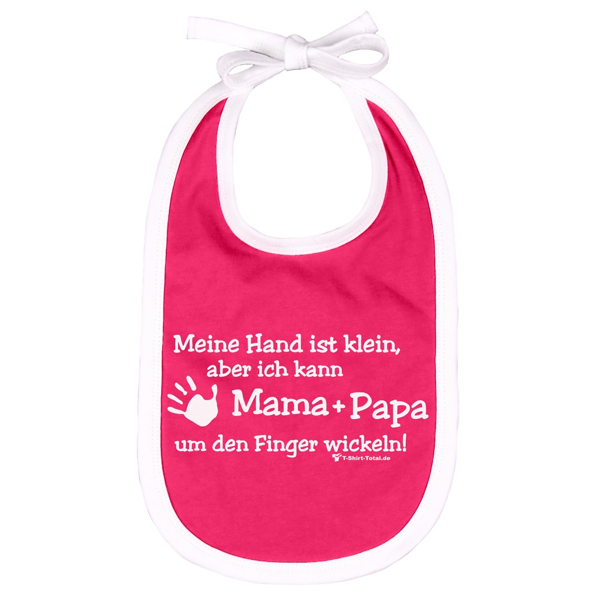 Kleine Hand Mama Papa Lätzchen pink / weiß