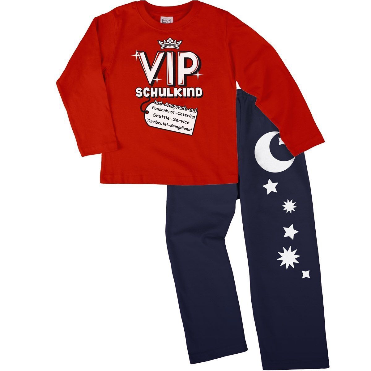 VIP Schulkind Pyjama Set rot / navy 122 / 128