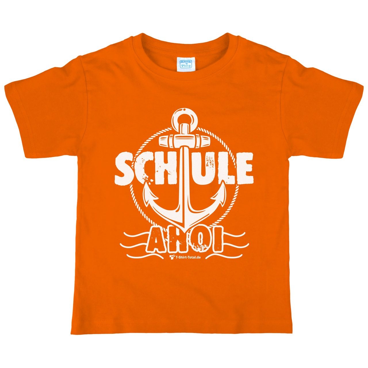Schule Ahoi Kinder T-Shirt mit Namen orange 122 / 128