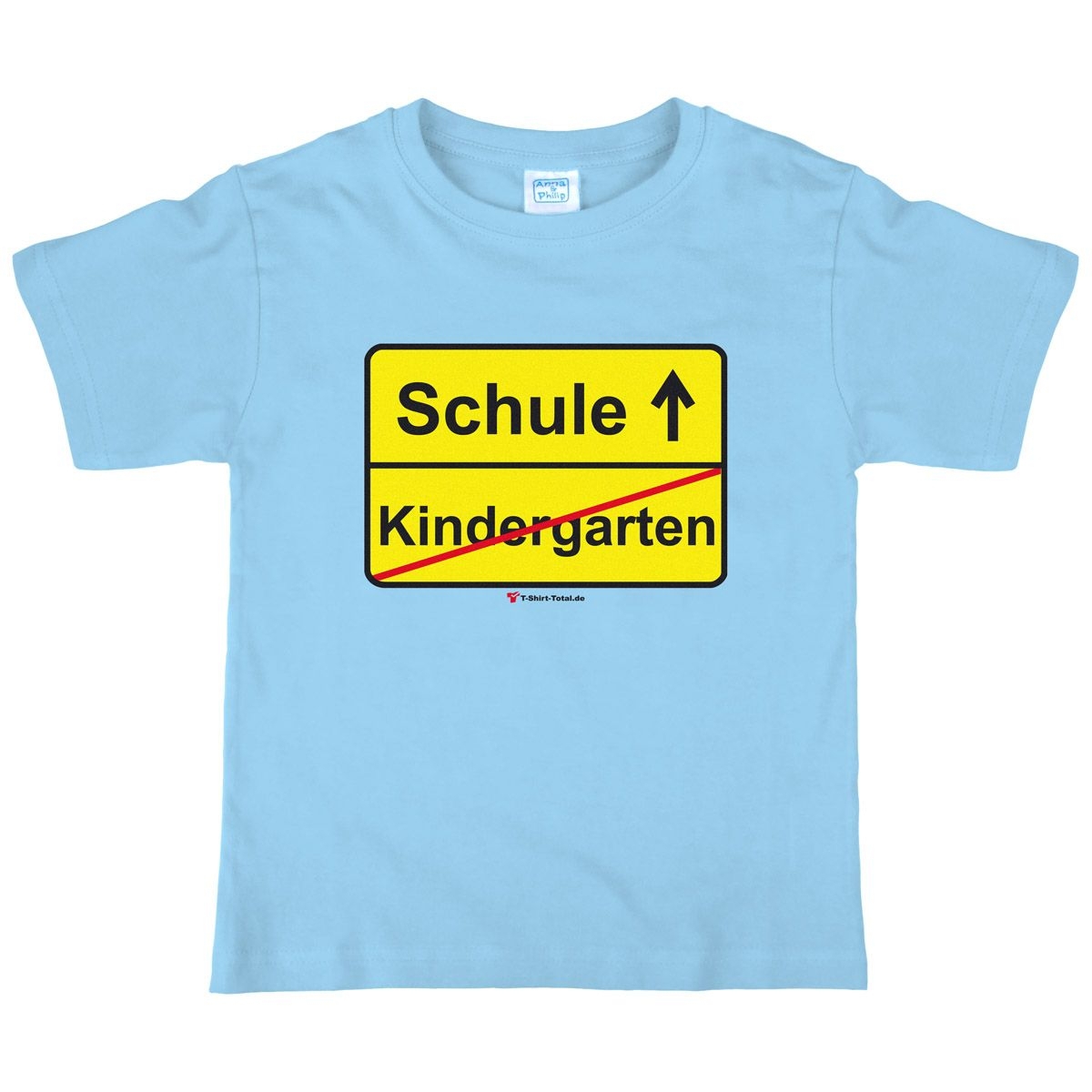 Kindergarten Schule Kinder T-Shirt mit Namen hellblau 122 / 128