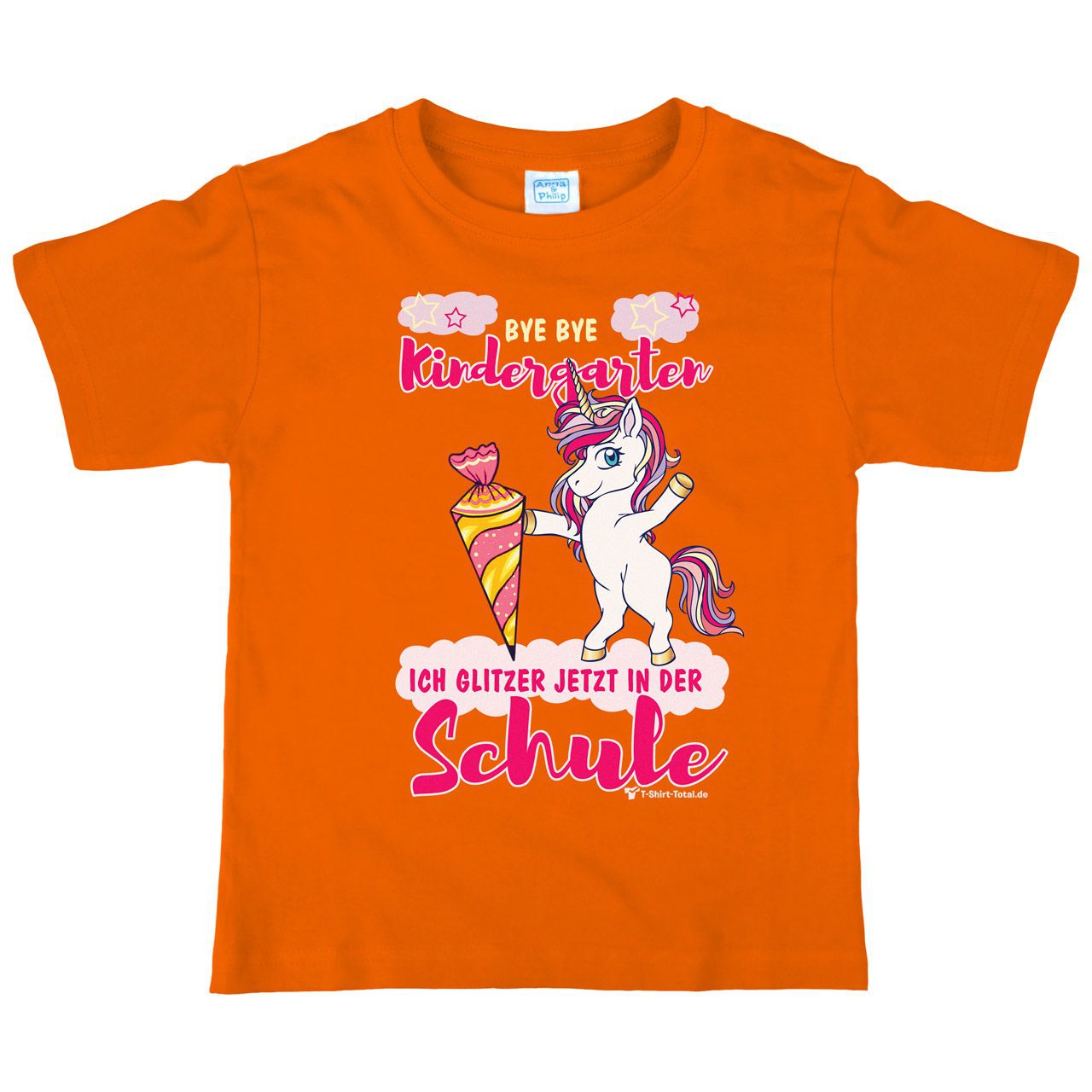Ich glitzer in der Schule Kinder T-Shirt orange 122 / 128