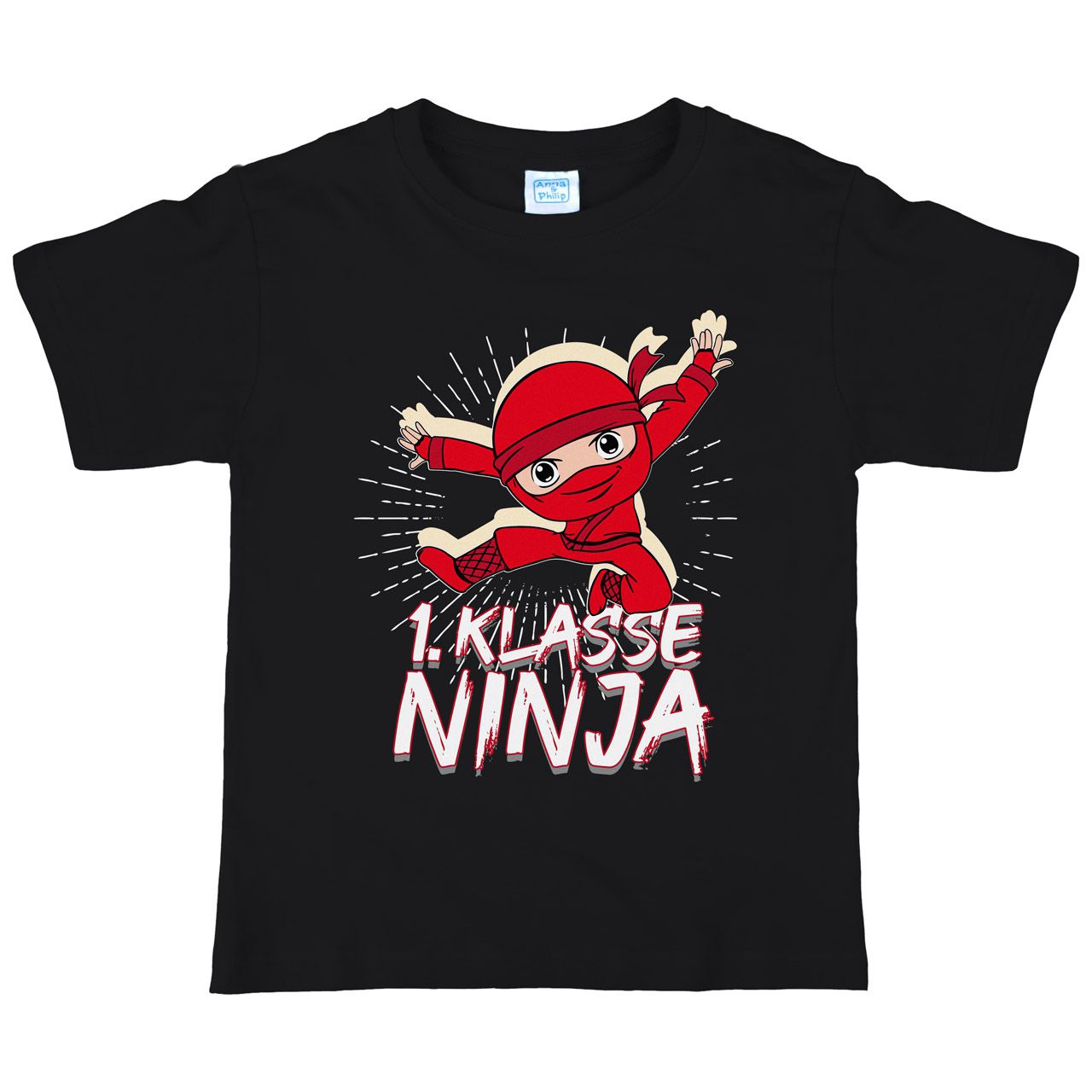 1. Klasse Ninja rot Kinder T-Shirt schwarz 122 / 128