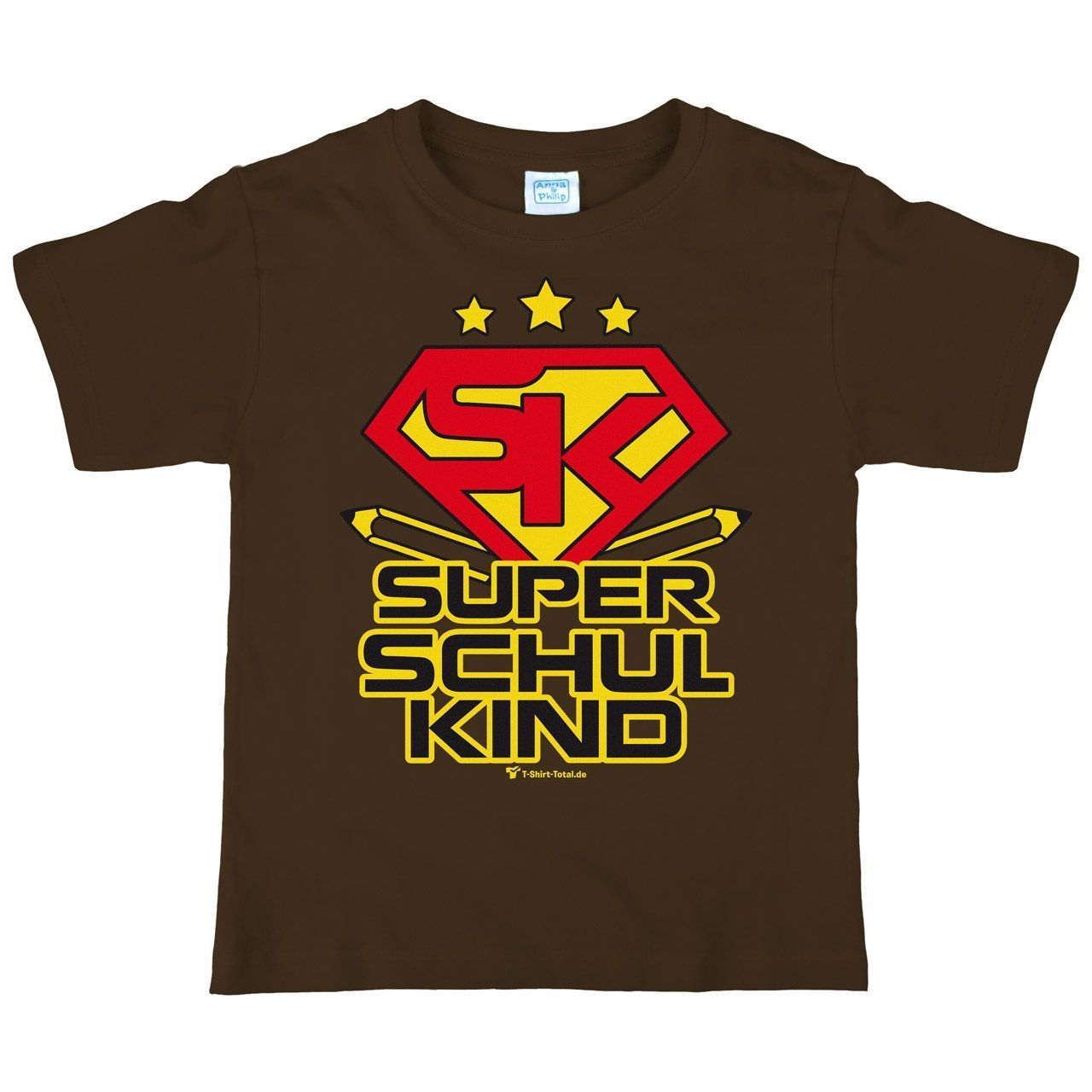 Super Schulkind Kinder T-Shirt braun 122 / 128