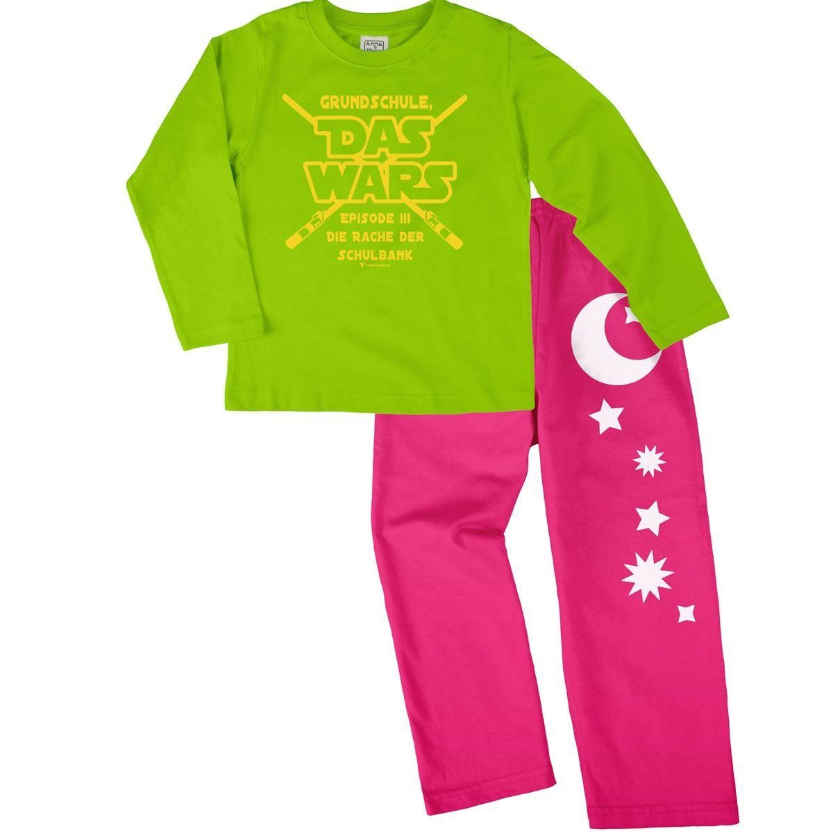 Das wars Grundschule Pyjama Set hellgrün / pink 134 / 140