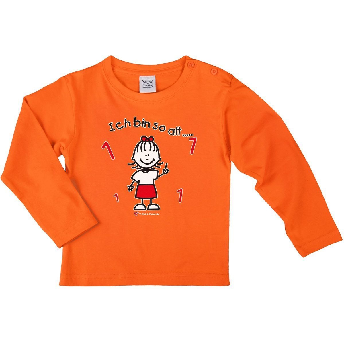 Mädchen so alt 1 Kinder Langarm Shirt orange 92