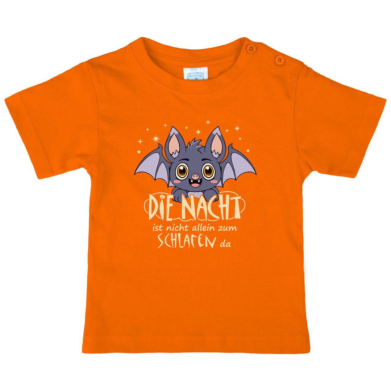 Nacht nicht zum schlafen Fledermaus Kinder T-Shirt orange 68 / 74