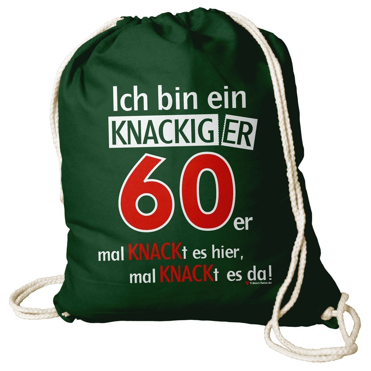 Knackiger 60er Rucksack Beutel dunkelgrün