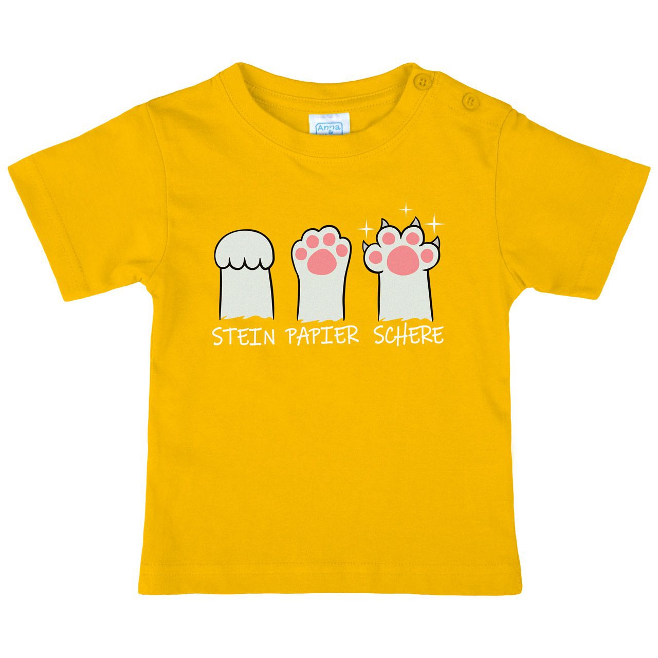 Stein Papier Schere Katzenpfote Kinder T-Shirt gelb 122 / 128