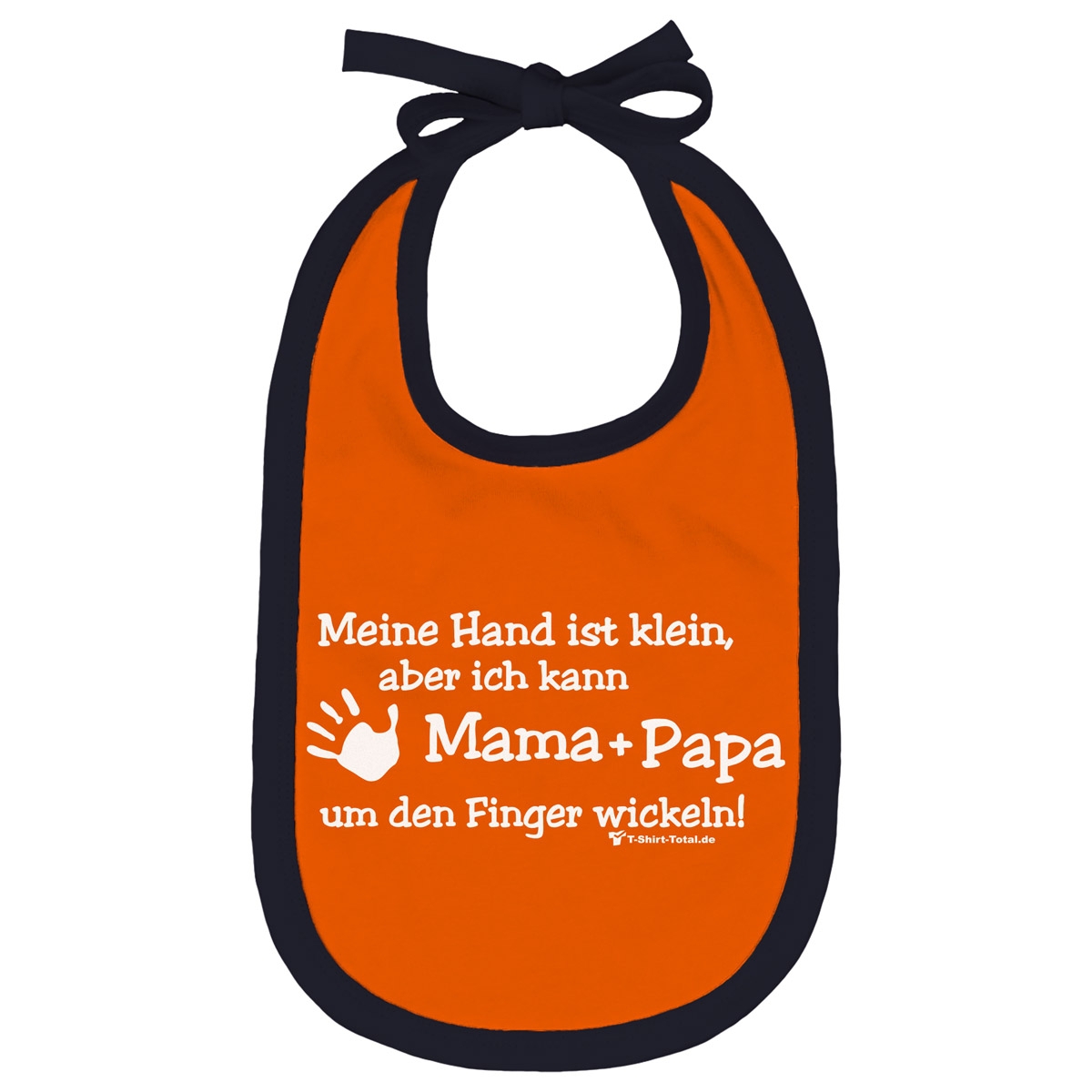 Kleine Hand Mama Papa Lätzchen orange / navy