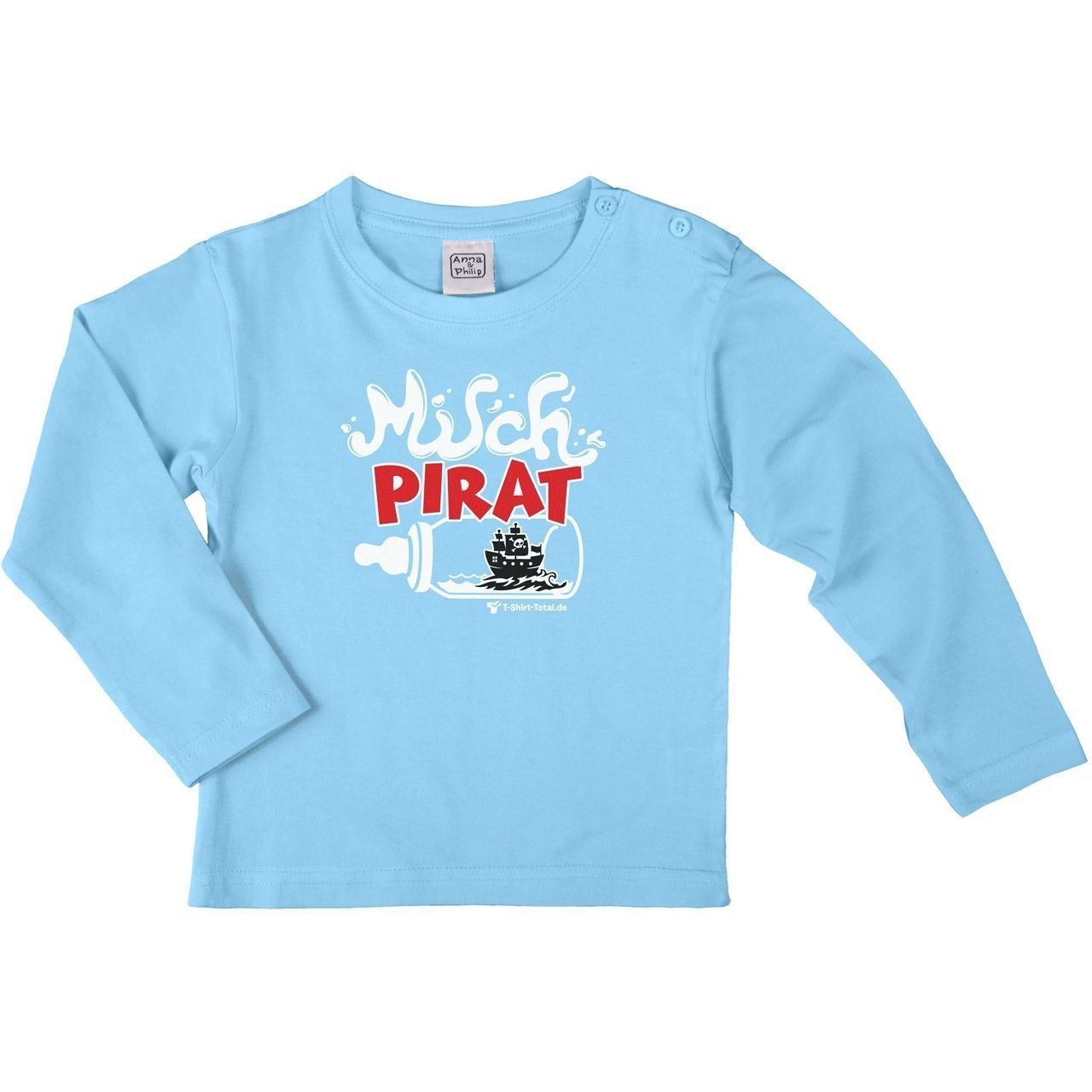 Milch Pirat Kinder Langarm Shirt hellblau 104