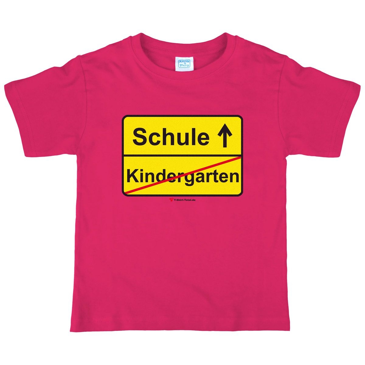 Kindergarten Schule Kinder T-Shirt mit Namen pink 122 / 128