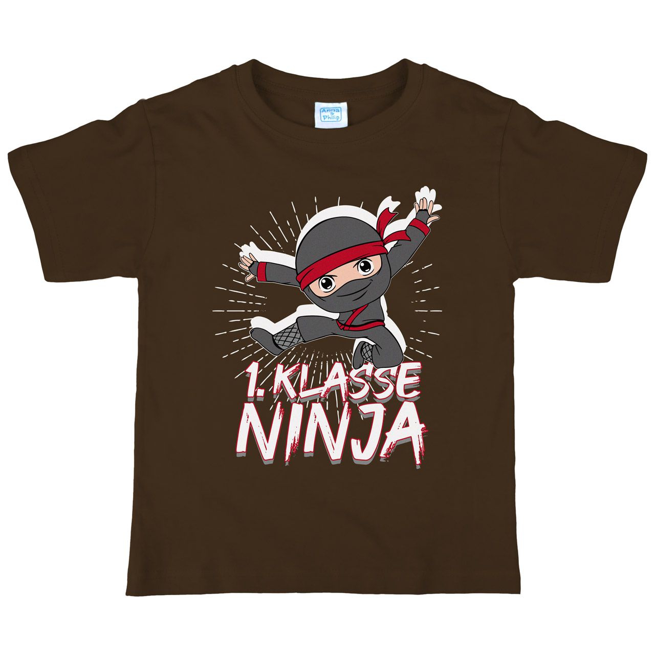 1. Klasse Ninja schwarz Kinder T-Shirt braun 122 / 128