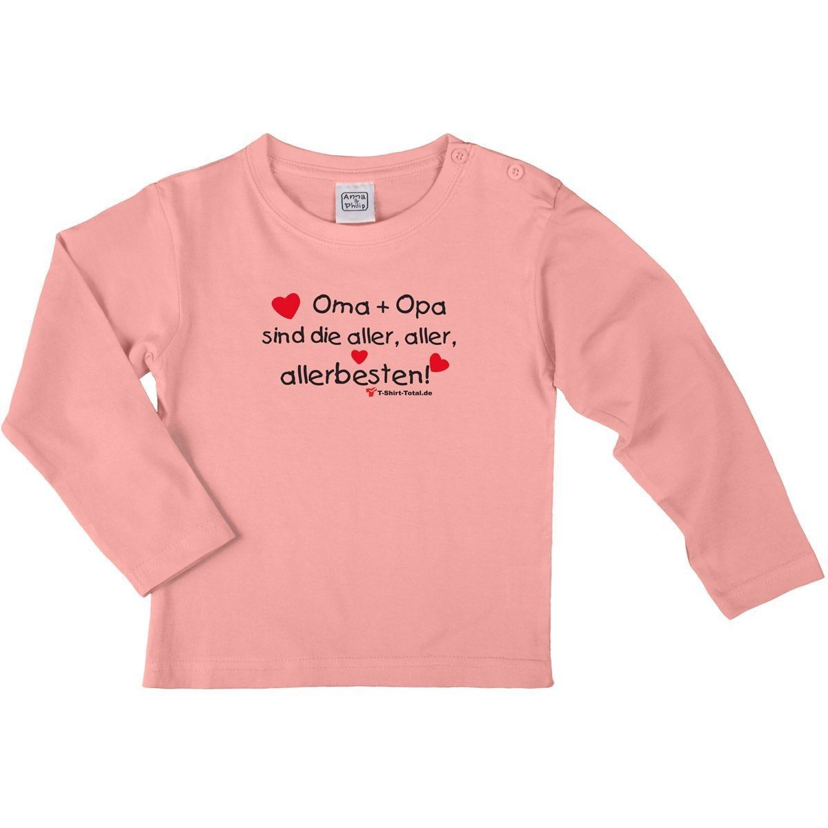 Oma Opa allerbesten Kinder Langarm Shirt rosa 104