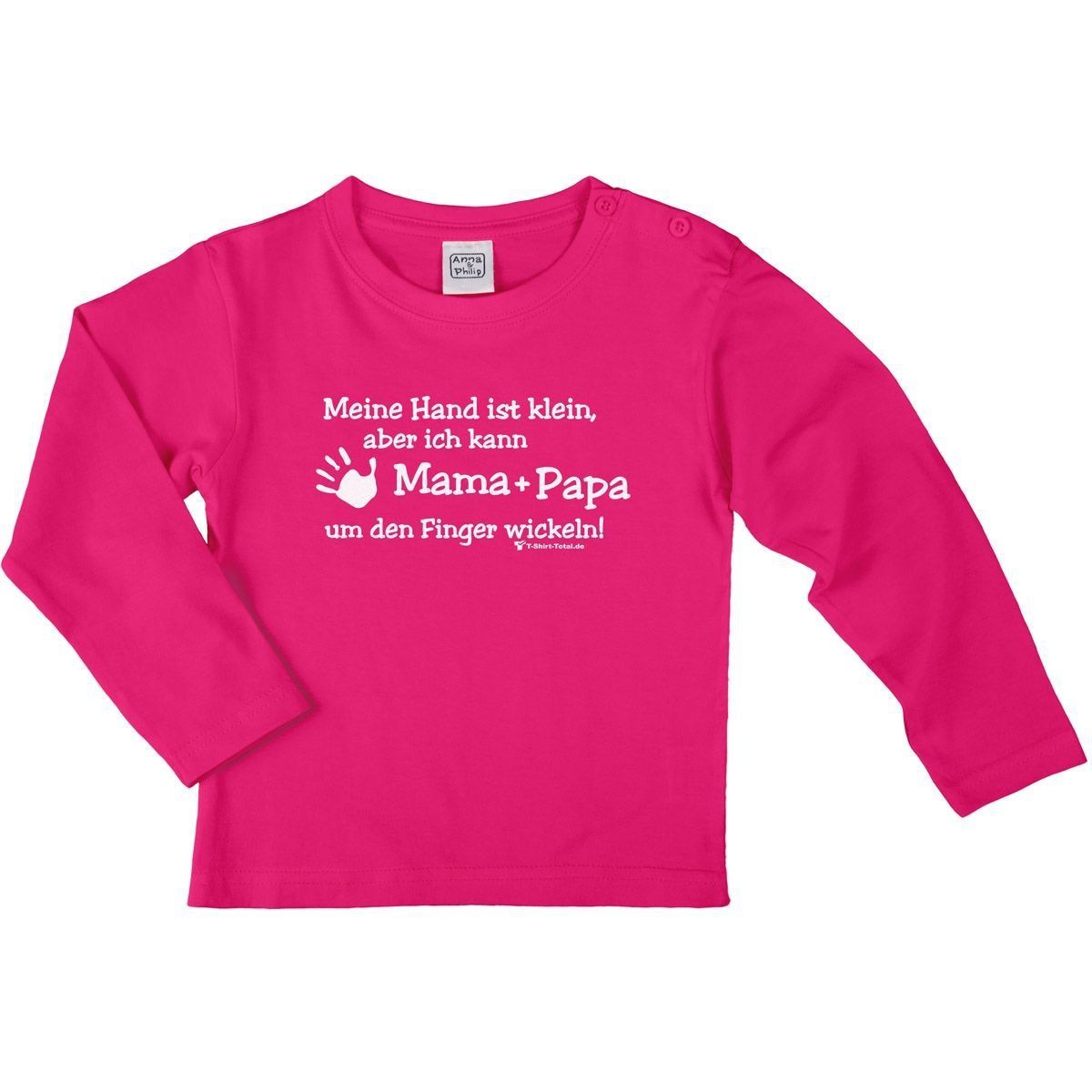 Kleine Hand Mama + Papa Kinder Langarm Shirt pink 110 / 116