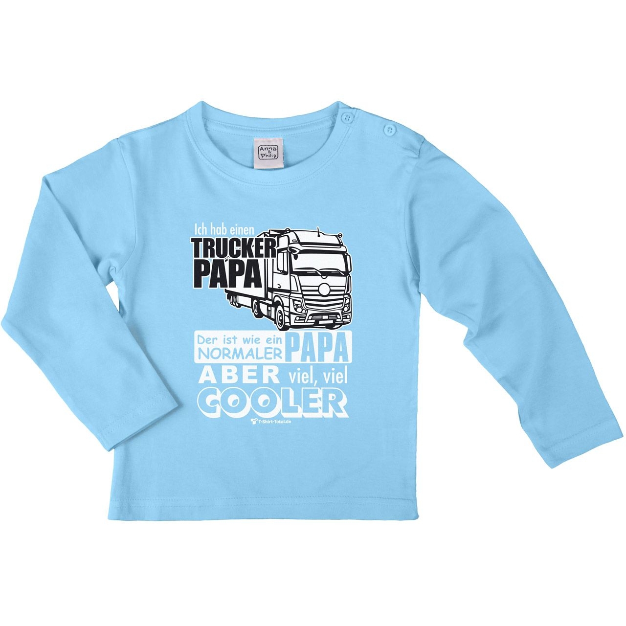 Trucker Papa Kinder Langarm Shirt hellblau 134 / 140