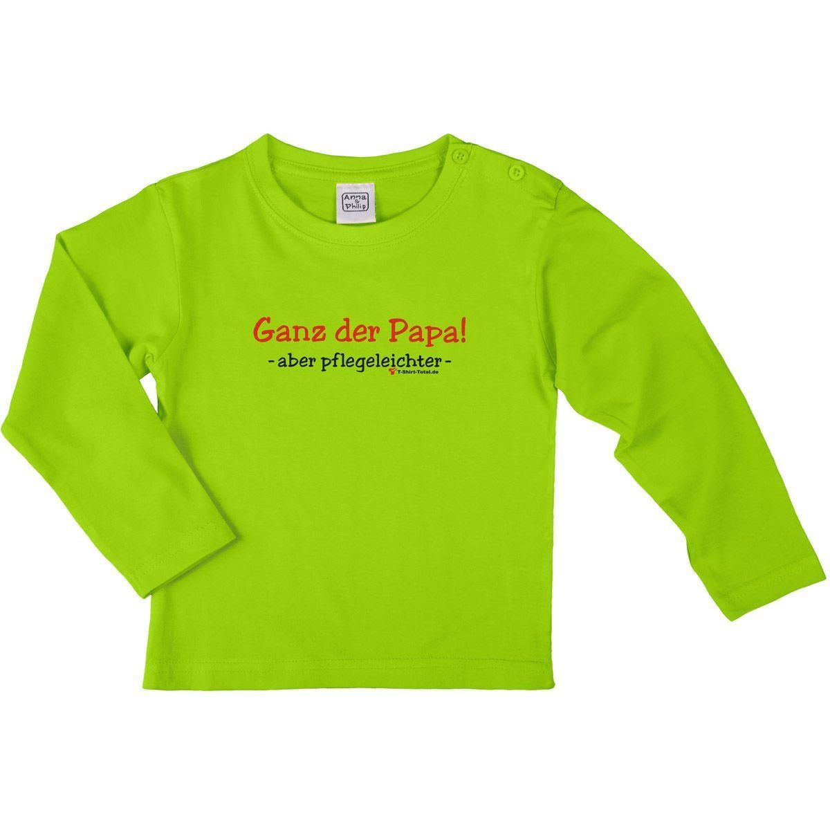Ganz der Papa Kinder Langarm Shirt hellgrün 110 / 116