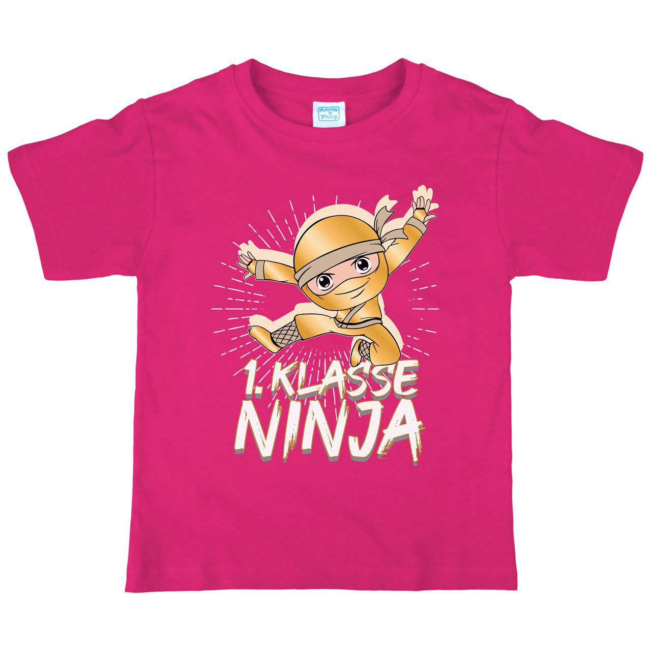 1. Klasse Ninja gold Kinder T-Shirt pink 122 / 128