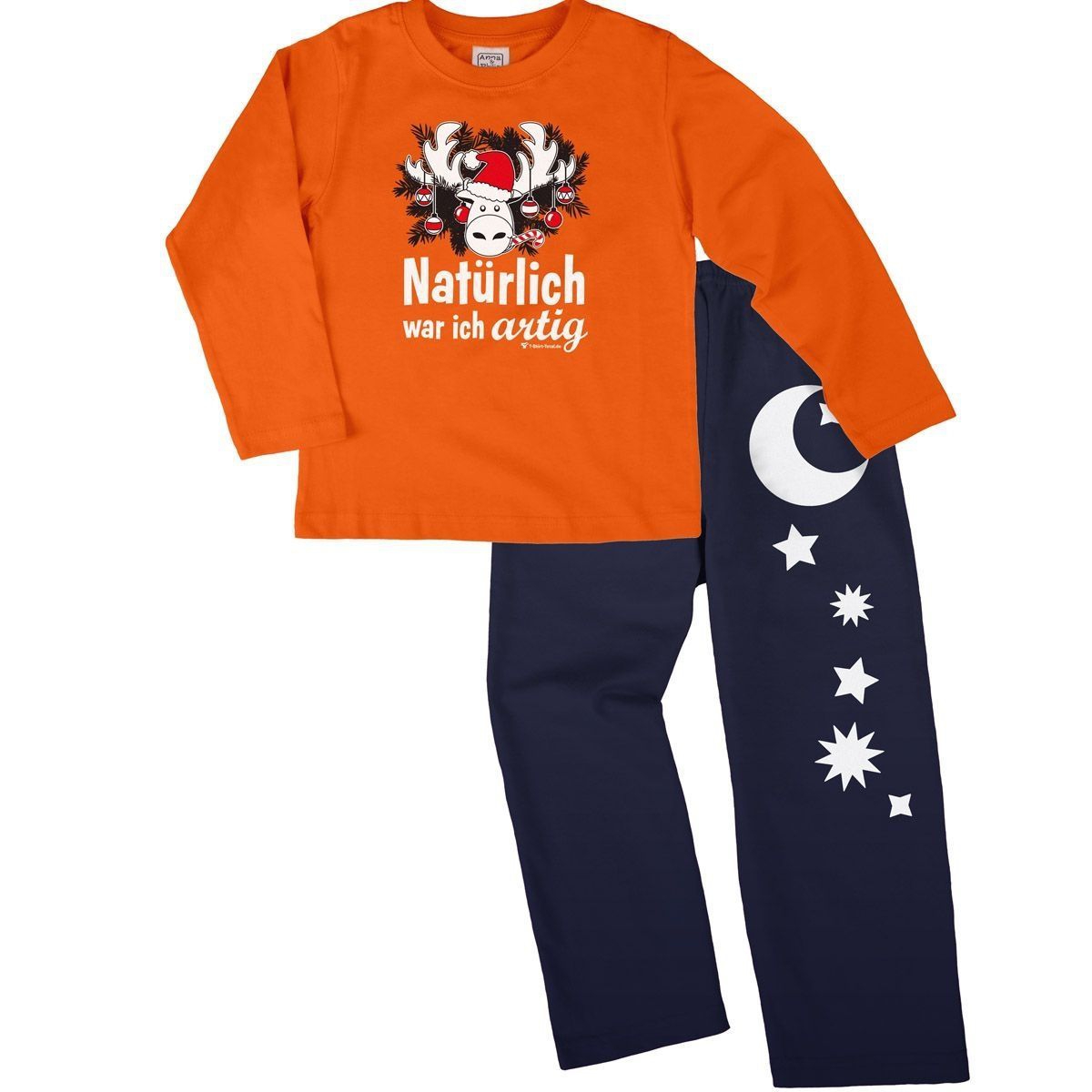 Natürlich artig Pyjama Set orange / navy 92