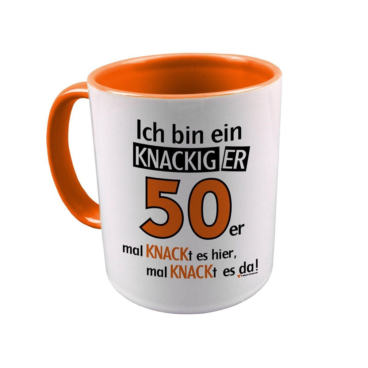 Knackiger 50er Tasse orange / weiß