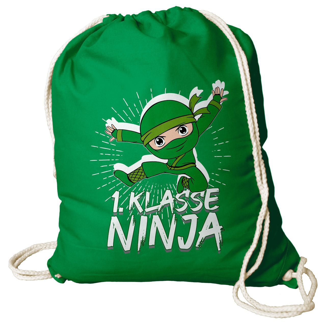 1. Klasse Ninja grün Rucksack Beutel grün