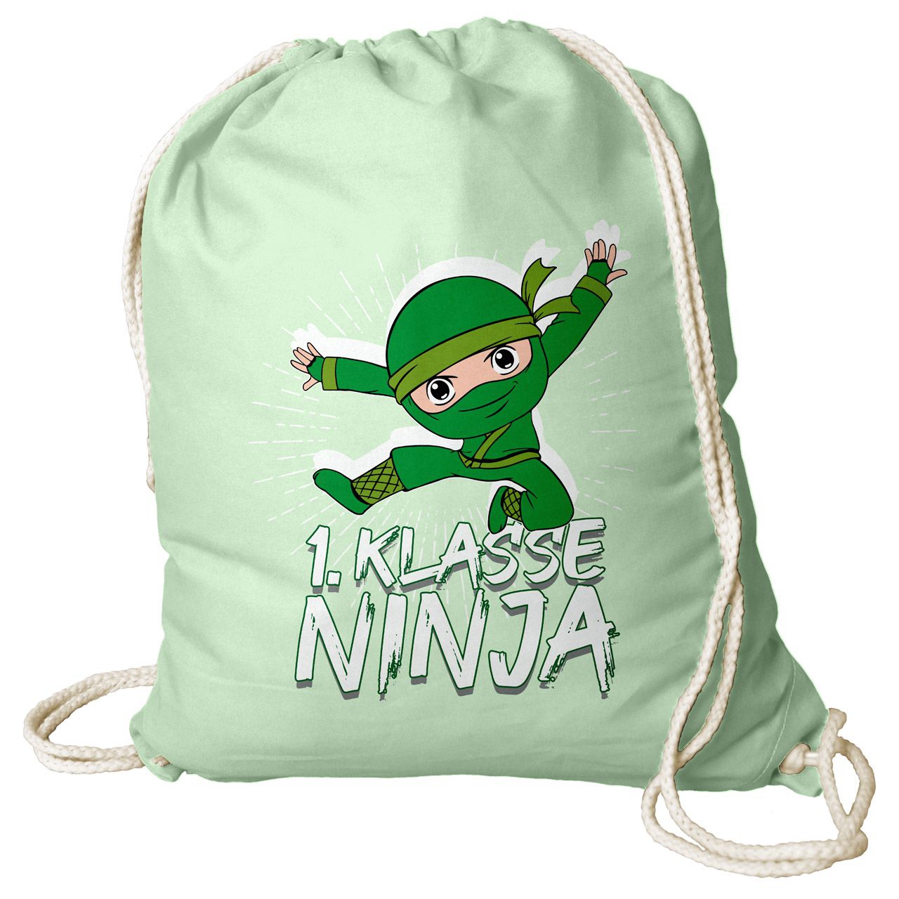 1. Klasse Ninja grün Rucksack Beutel mint