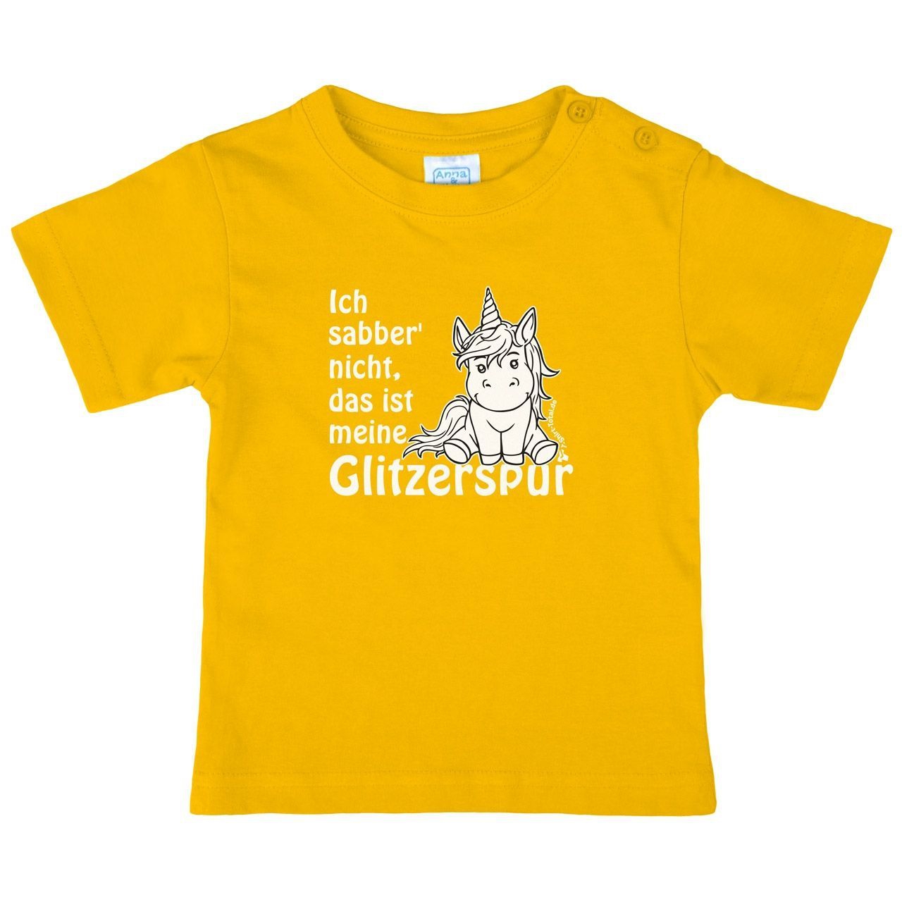 Einhorn Glitzerspur Kinder T-Shirt gelb 68 / 74