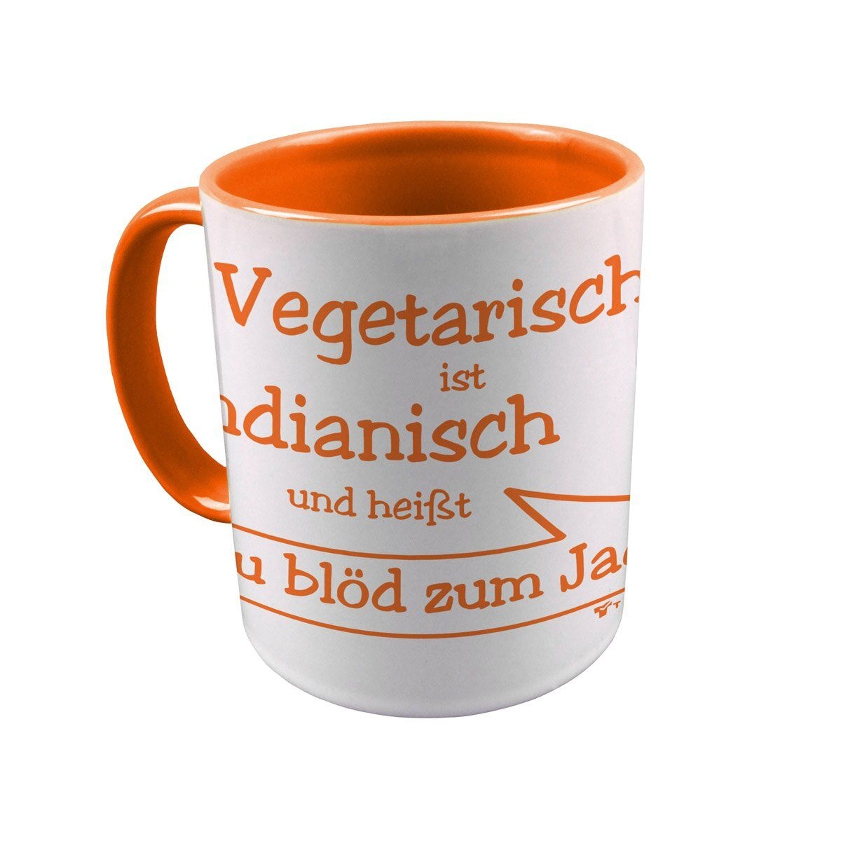 Vegetarisch Tasse orange / weiß